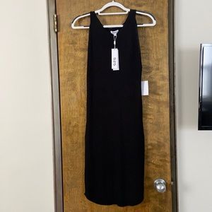 Black rib knit sheath dress